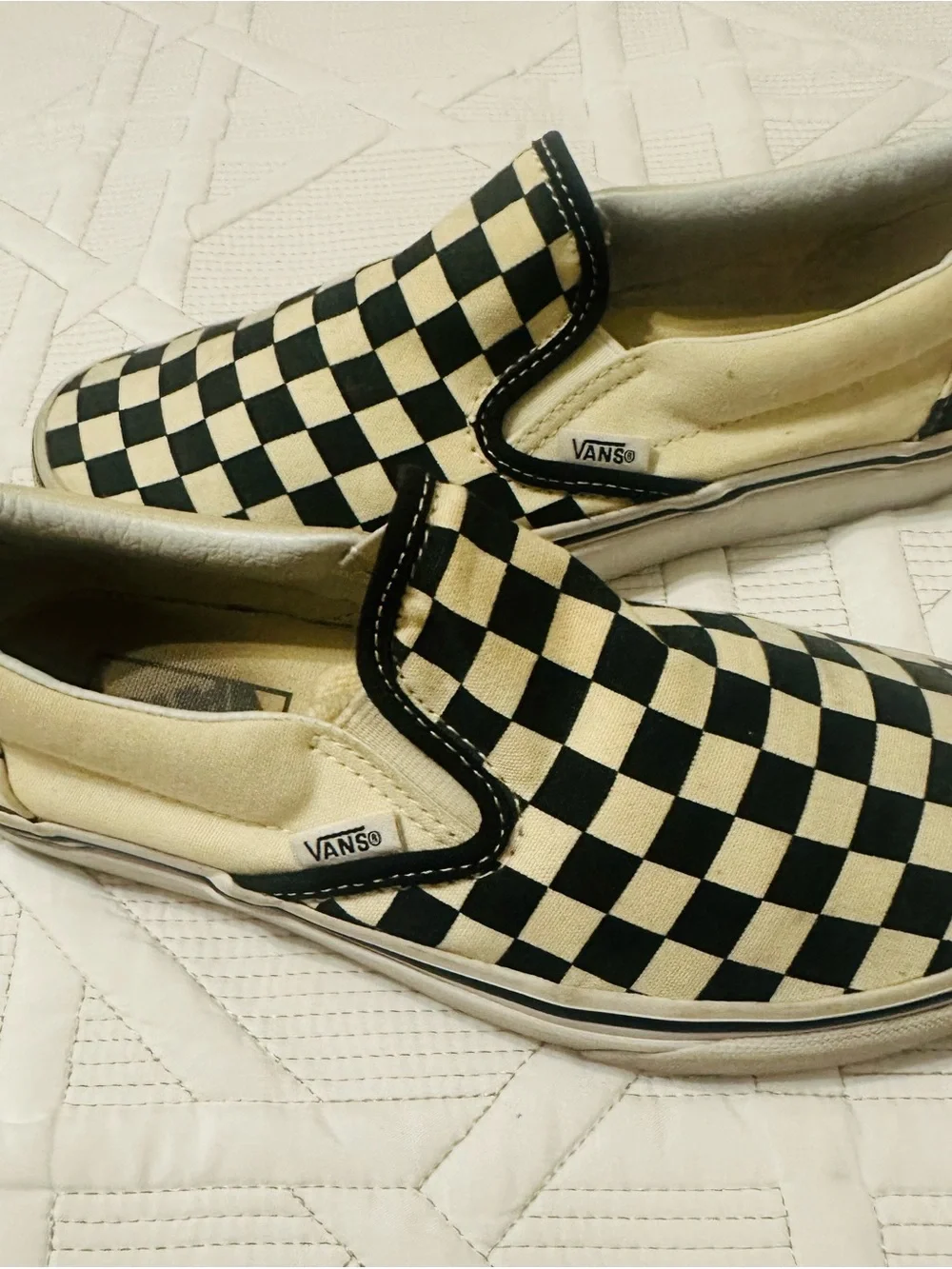 Vans Classic Slip-On Checkerboard Black and Cream Sneakers
